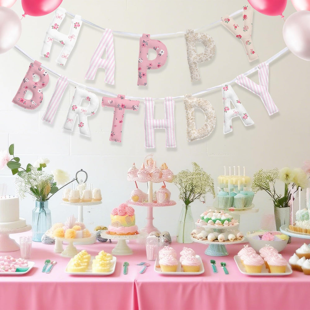 Suncalla pastel floral banner adds soft color to celebrations