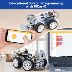 SunFounder PiCar-X line-following and obstacle-avoidance for safe autonomous driving