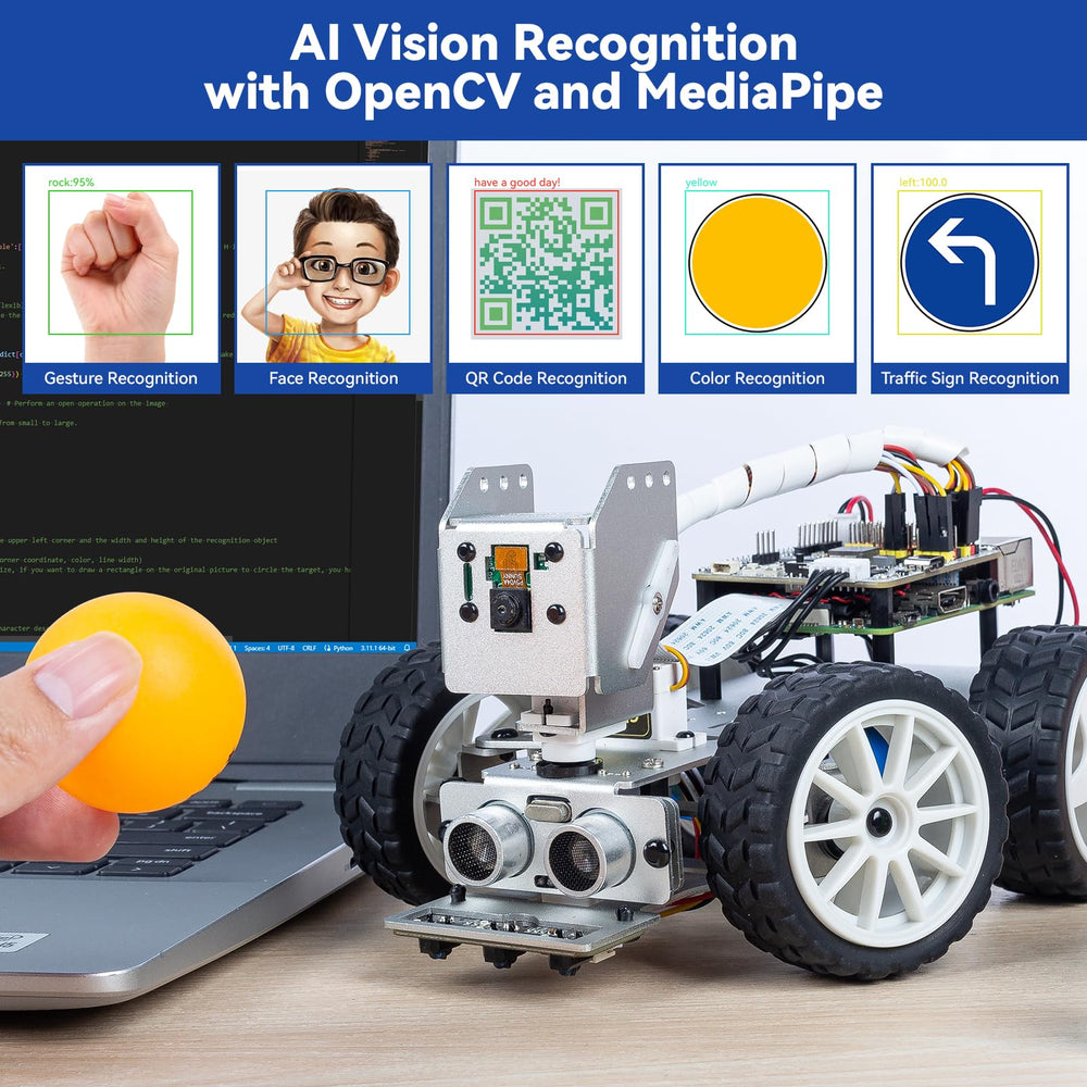 SunFounder PiCar-X sensors and battery pack for extended autonomous play