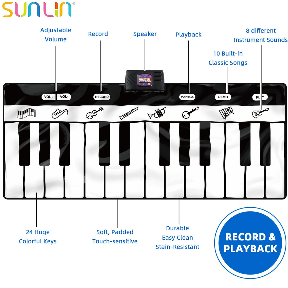 SUNLIN built-in demos playback ideal for guided rhythmic play sessions.