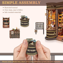 SUNNINO Miniature dollhouse interior view showcasing curved windows and wand racks.