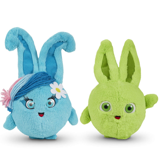 Sunny Bunnies Hopper belly-press plush with cheerful sounds for imaginative play