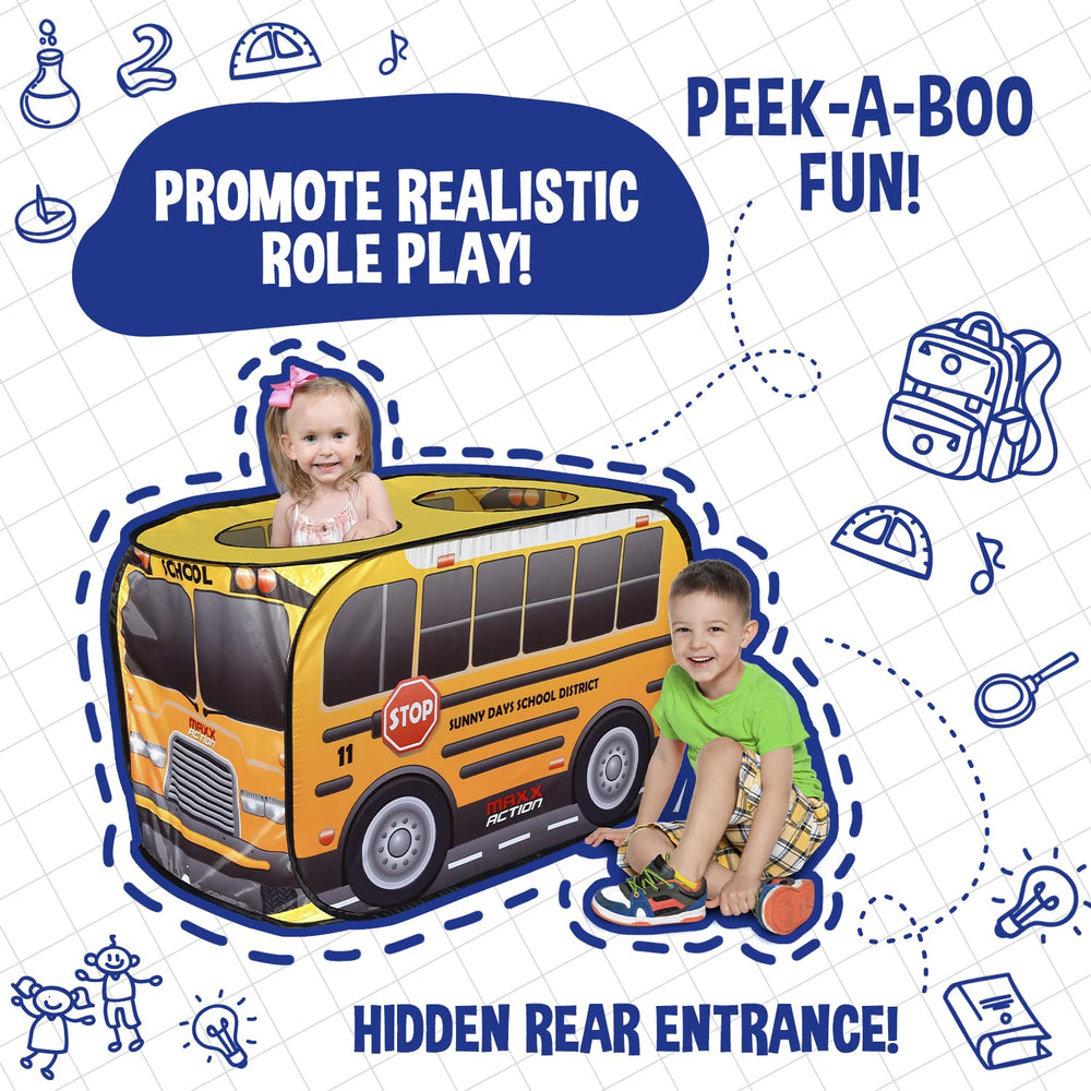 Sunny Days Pop Up School Bus interior view; spacious space for group adventures