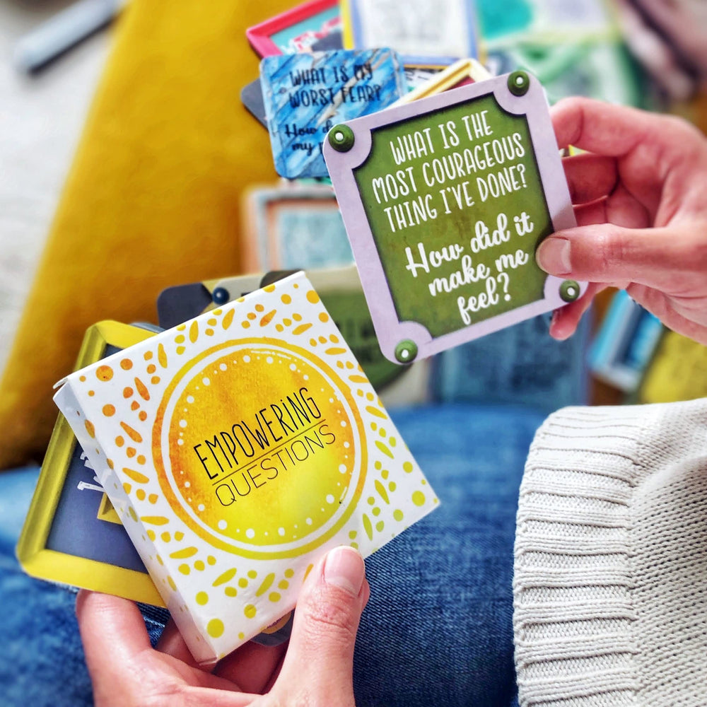 Sunny Present Empowering Questions Card set for group reflection.