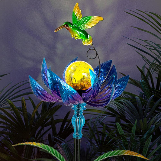 Sunnylight solar wind spinner blue ball LED lights up your garden at night