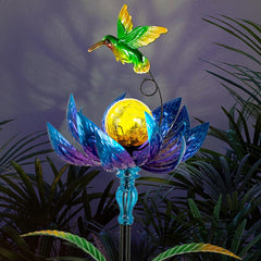 Sunnylight solar wind spinner blue ball LED lights up your garden at night