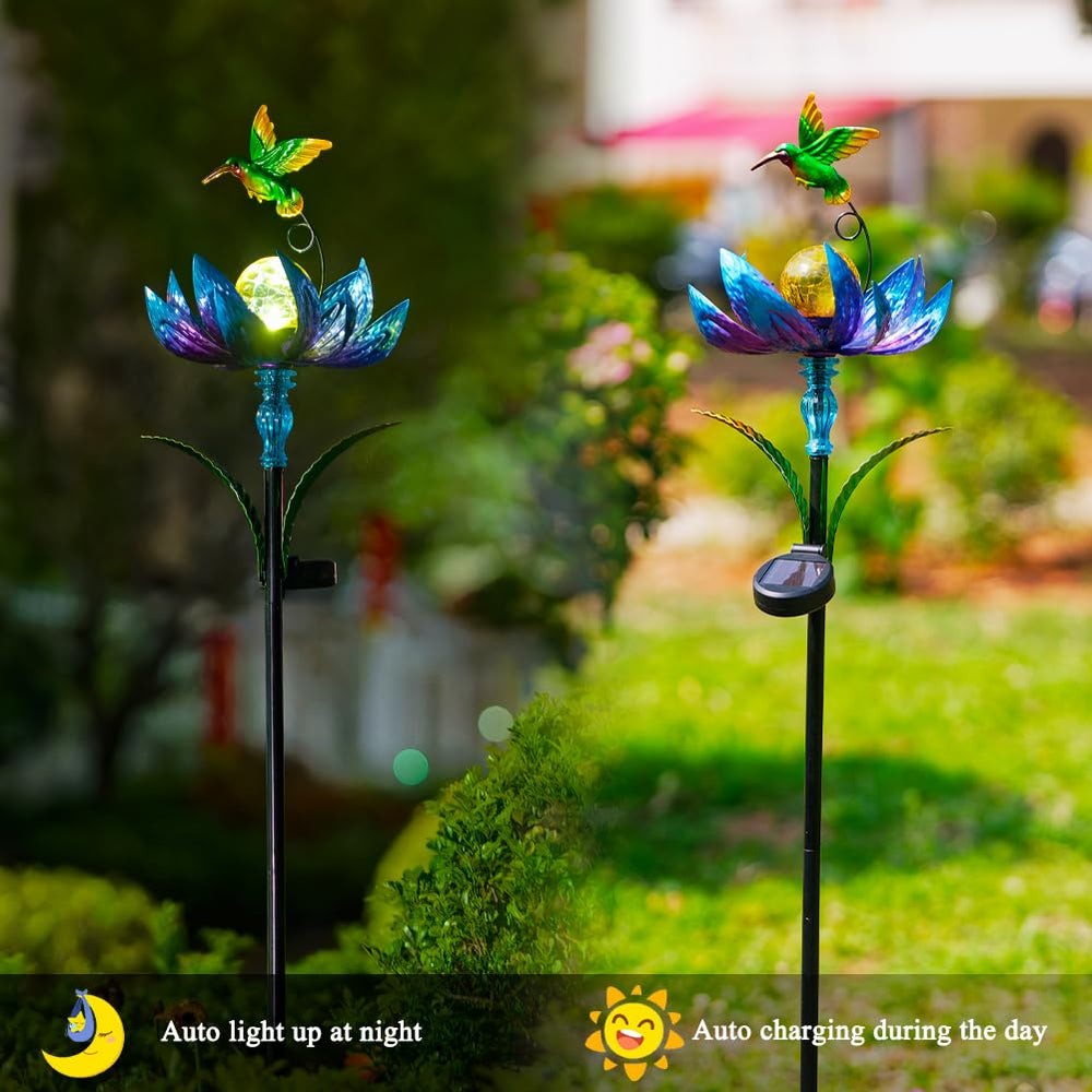 Sunnylight waterproof solar panel blue wind spinner keeps glow in rain