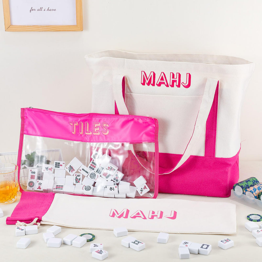 Sunnymove mahjong bag pink design with embroidery adds stylish flair to game nights.