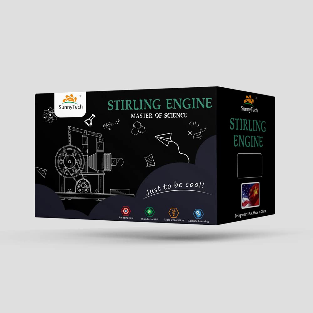 Sunnytech engine running quietly at around 1700 RPM on alcohol burner.