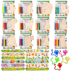 SunQiva Jungle Animals wooden craft kit for kids to color and create