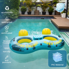 Sunrio heavy-duty anti-puncture PVC material for long-lasting water fun.