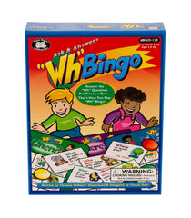 Super Duper Wh Bingo Board boards in colorful practice setup for Wh-questions
