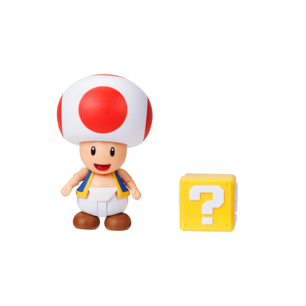 Super Mario 4in red Toad figure for display and imaginative play.