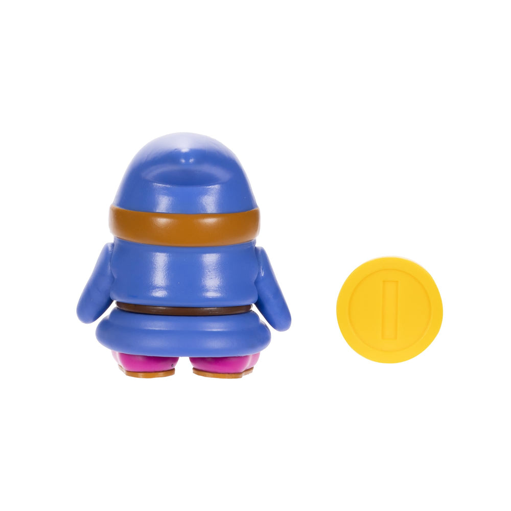 Close-up of Blue Shy Guy face highlighting sculpted details.