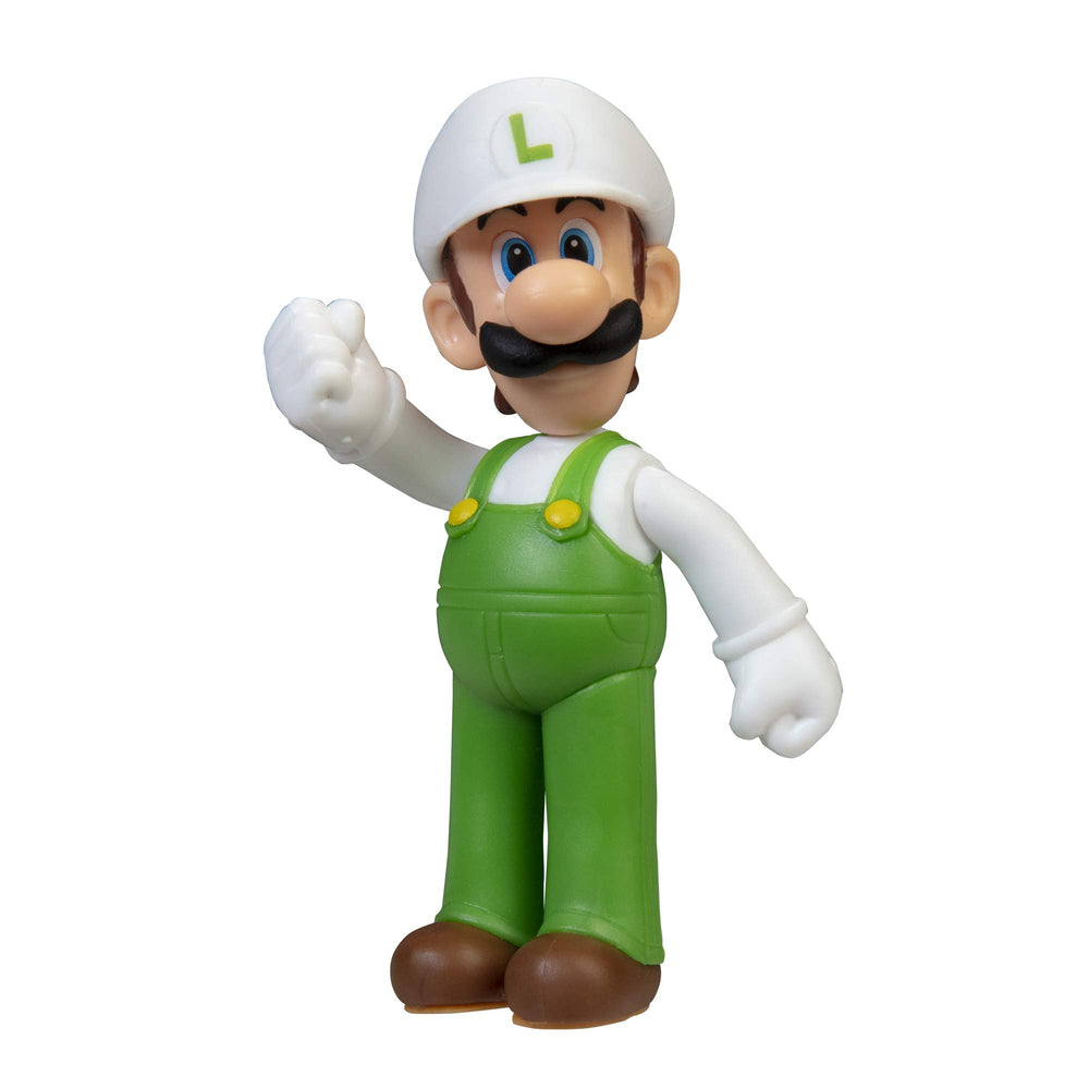 Super Mario Luigi fire figure side profile, great for dynamic display and imaginative play.