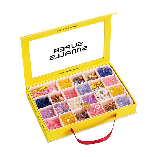 Super Smalls Make It Super DIY bead kit featuring sparkling pendants for custom jewelry.