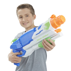Super Soaker Barrage 84-ounces-capacity enables longer play without frequent refills.