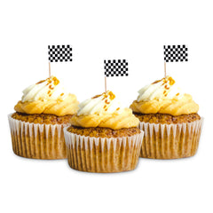 Super Z Outlet 3 tier cupcake stand display featuring race flag toppers.