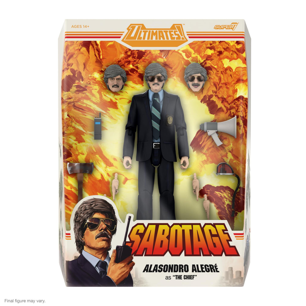 Super7 Chief figure with cop car light accessory for dramatic scene recreations.