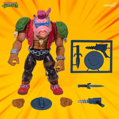 Super7 Bebop Ultimates garbage-can shield close-up, rugged design.