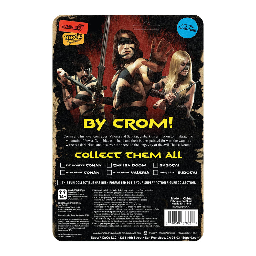 Super7 Conan War Paint with Atlantean sword accessory in action pose.