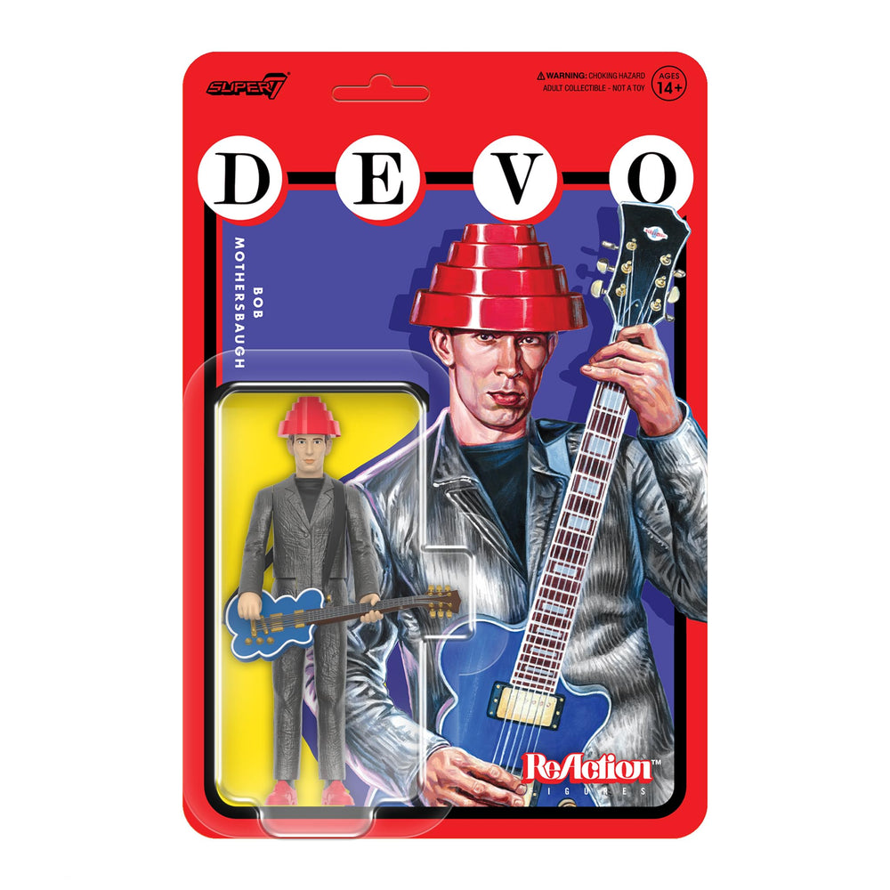 Super7 Devo Bob Mothersbaugh figure with Energy Dome hat for display and collection
