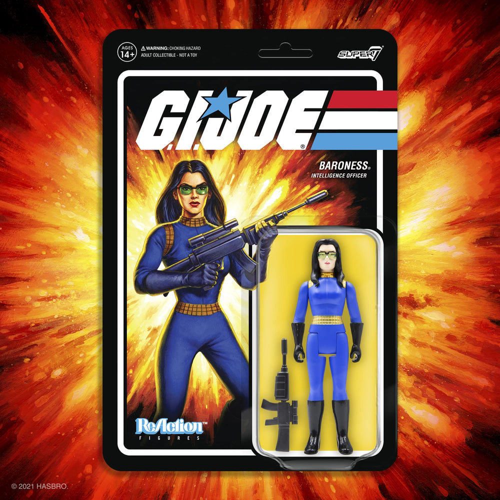 Super7 G.I. Joe Baroness retro packaging for nostalgic display.