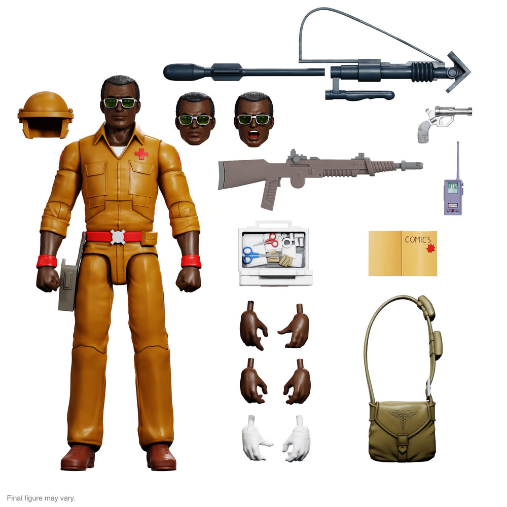 Super7 Doc action figure with helmet for authentic GI Joe display.
