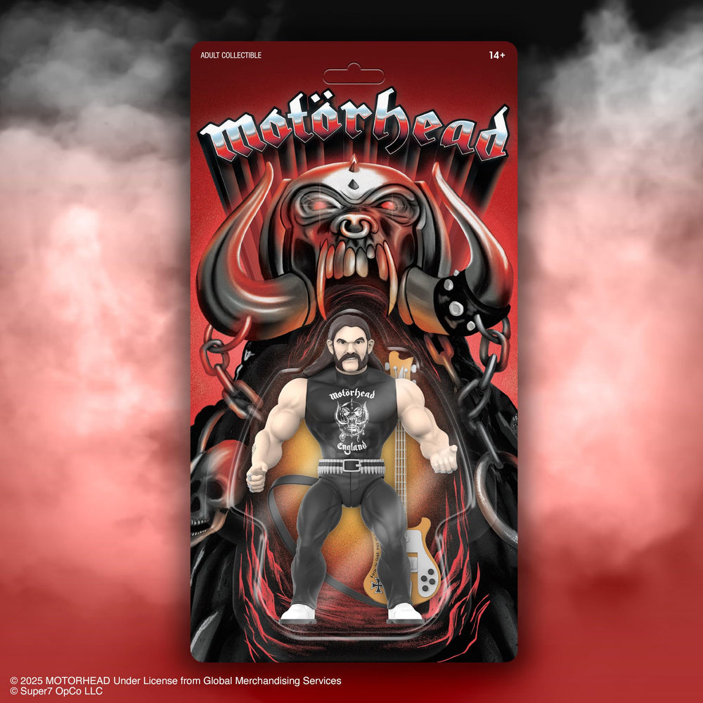 Super7 Lemmy articulation demo highlighting pose options for dynamic display.