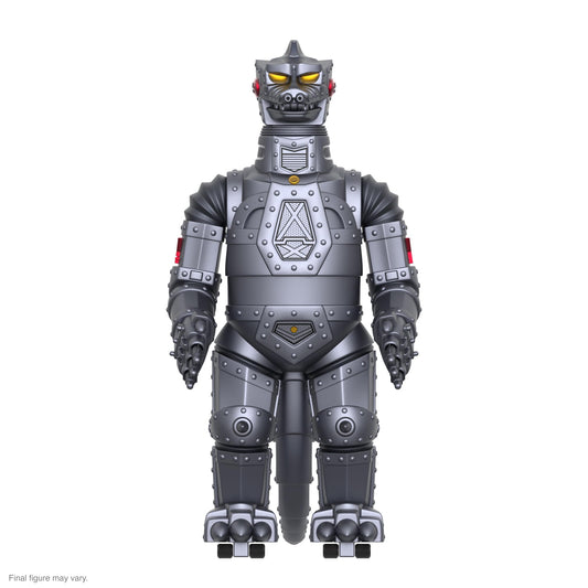 Super7 Mechagodzilla metallic finish stands 20 inches for a dramatic shelf display.