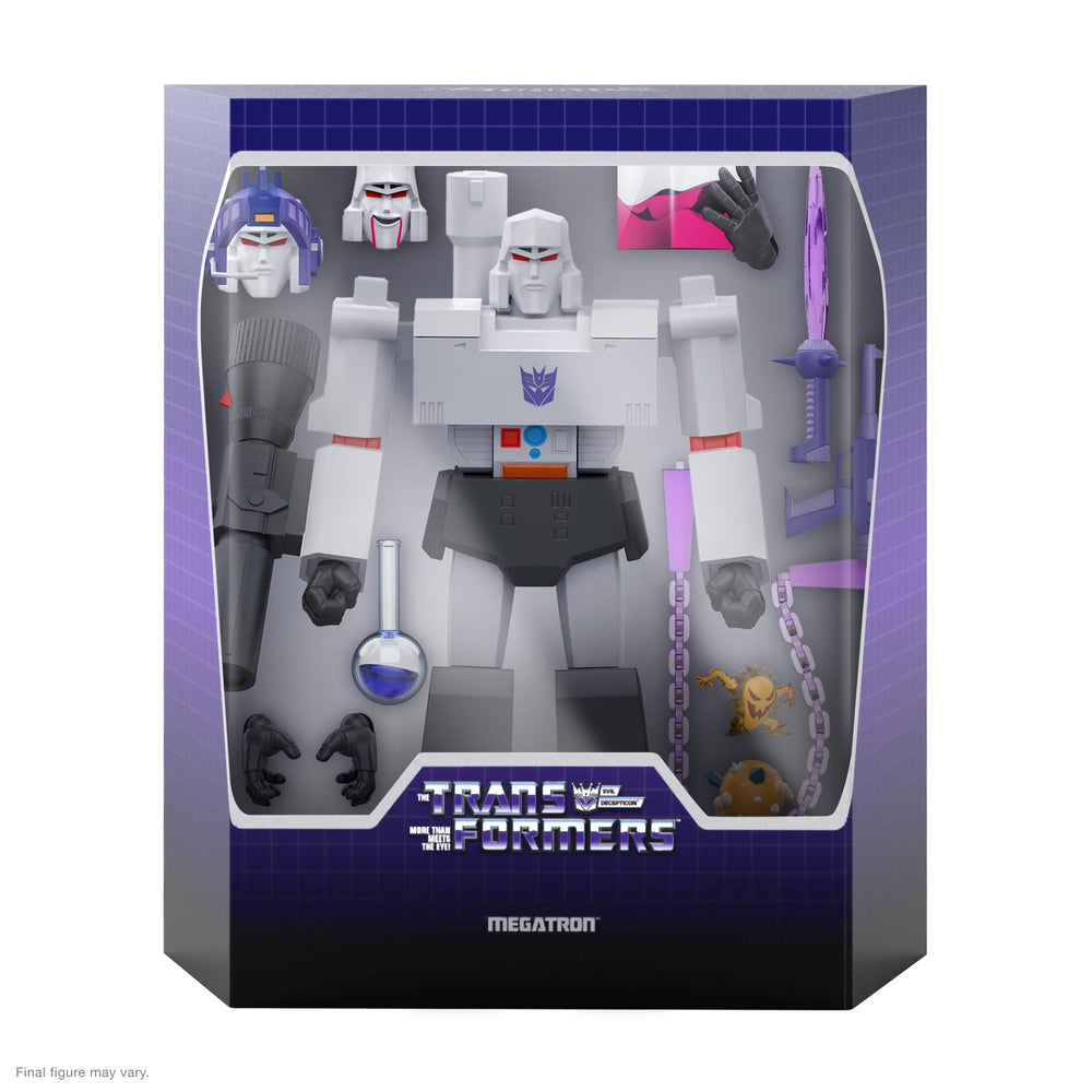 Megatron 8-inch scale figure with other retro collectibles