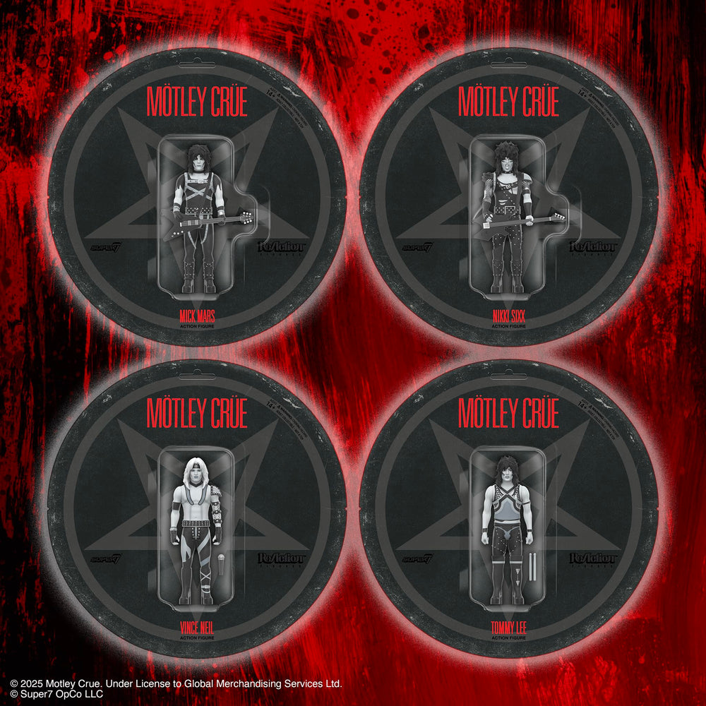 Super7 Vince Neil collectible for rock fans and display shelves.