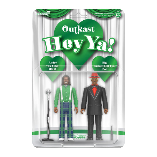 Super7 Outkast Hey Ya Andre 3000 figure with mic stand for dynamic display.
