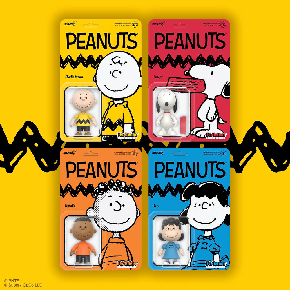 Gift-ready Super7 Peanuts Franklin ReAction figure, perfect for nostalgia gifts.