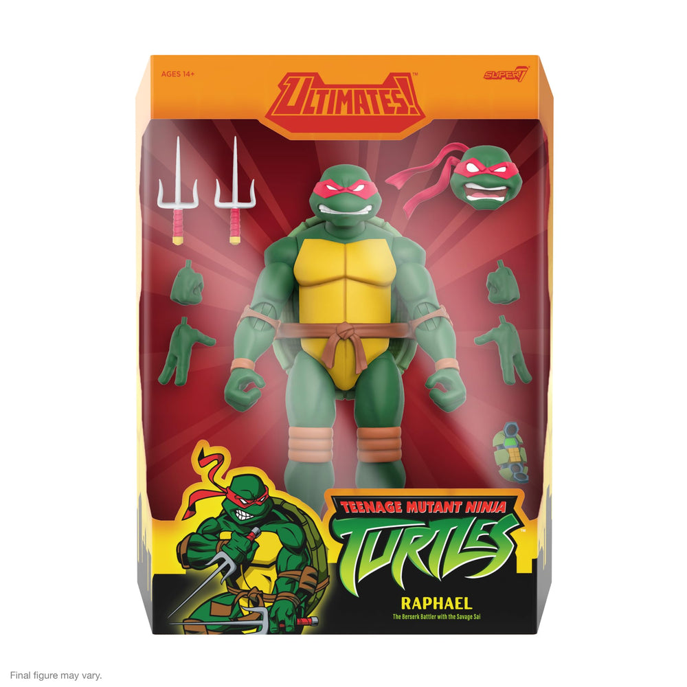 Super7 Raphael features Sais and Shell Cell for action scene recreations.