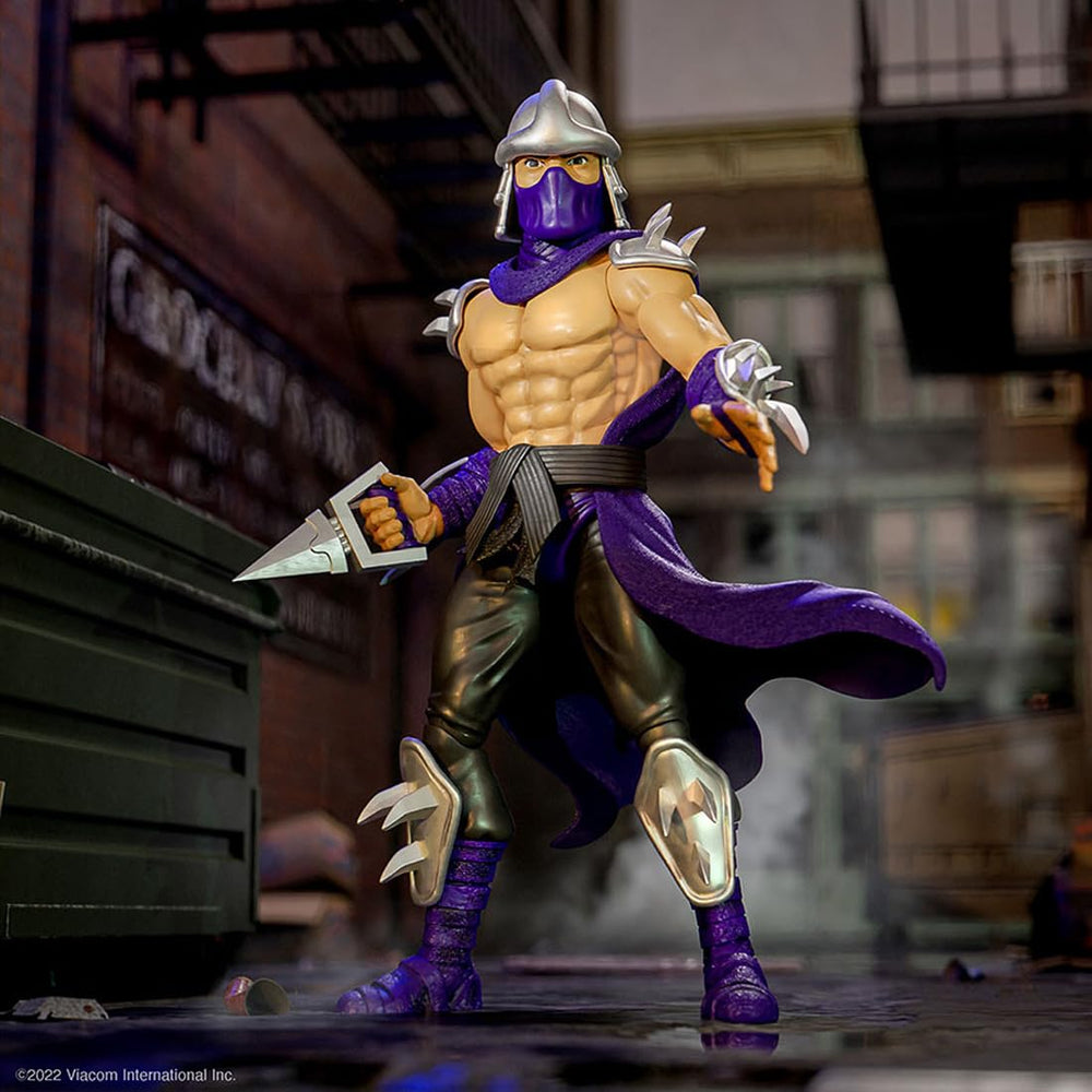 Shredder with weapon rack and cape showcasing premium articulation