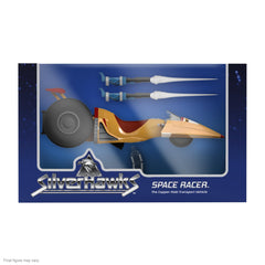 Space Racer detachable blaster accessory enhances pose options.