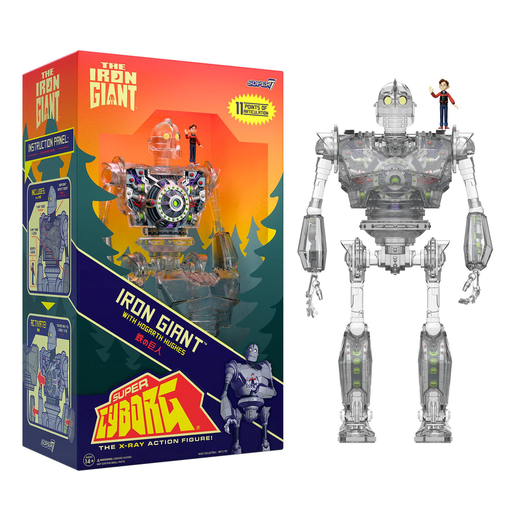 Super7 The Iron Giant Super Cyborg clear body figure highlights display-ready detail