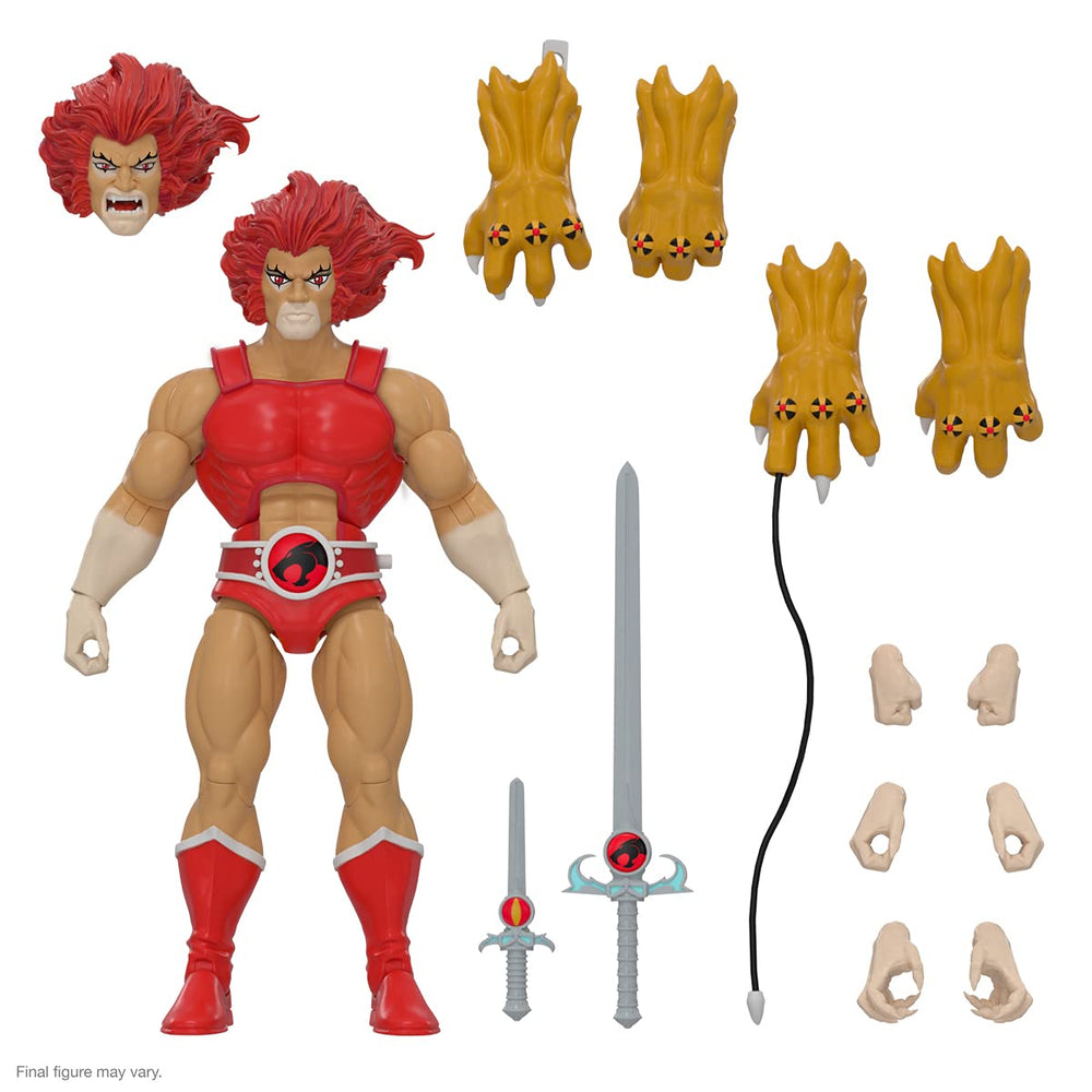 Super7 Lion-O Mirror figure front view shows vibrant red costume and articulation
