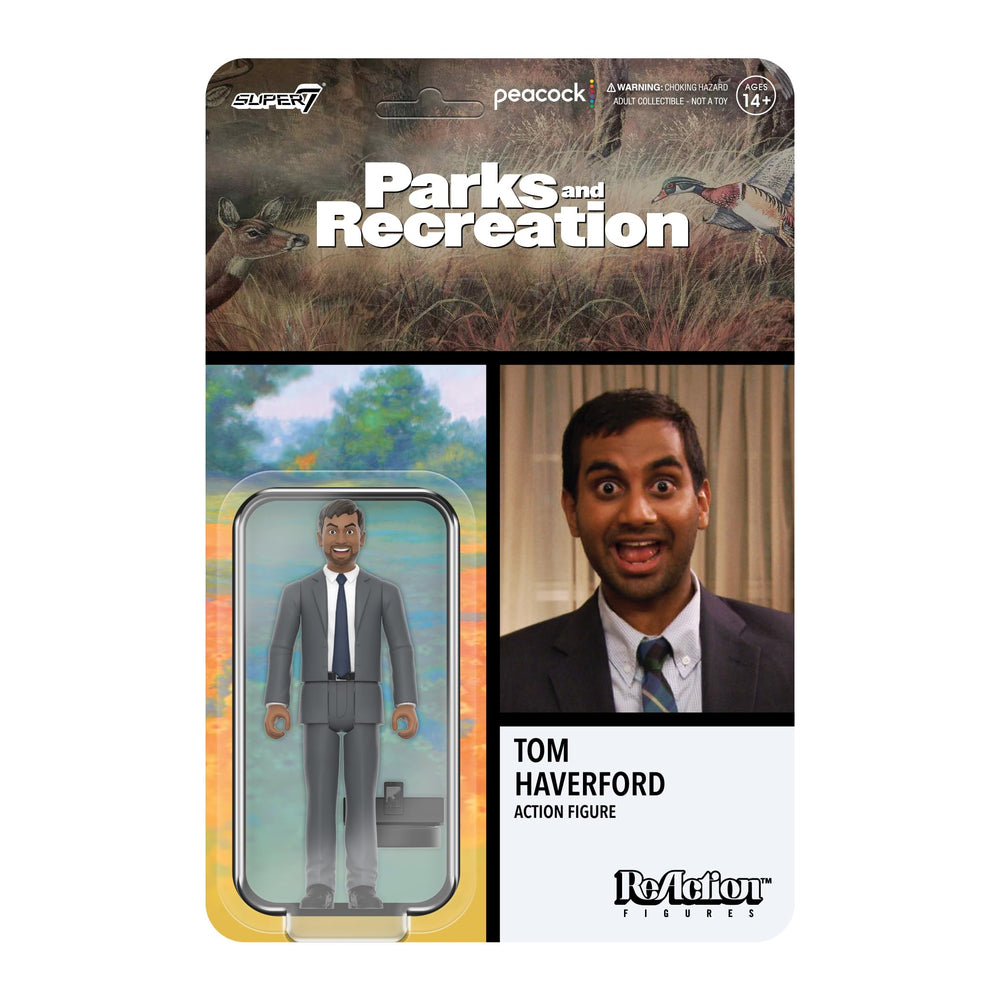 Tom Haverford figure with DJ Roomba accessory for playful scenes.