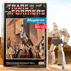 Super7 Megatron detailed sculpt highlighting metallic finish and articulation