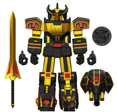 Super7 ULTIMATES Megazord in black and gold for display and dynamic posing