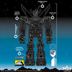 Premium paint detail on Super Cyborg Voltron emphasizes bold retro colors.