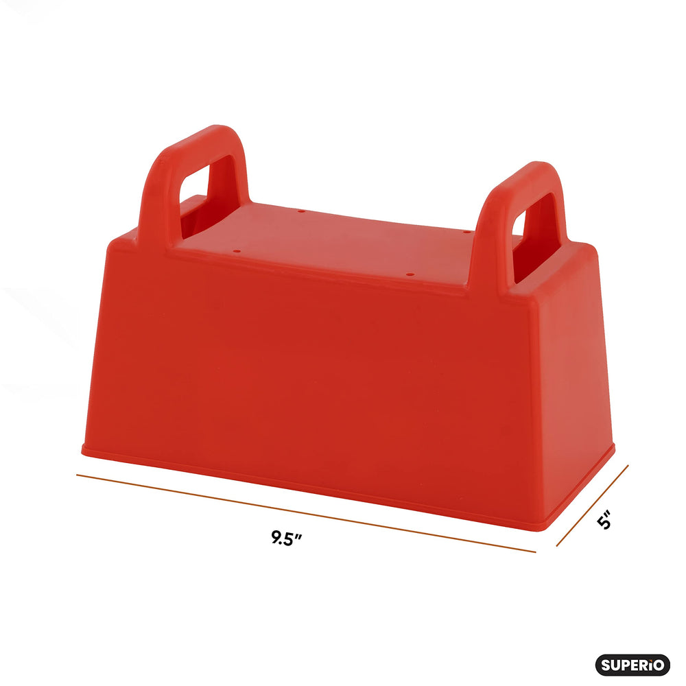 Superio Snow Brick Maker brick-forming action showing 9x5x4 size.
