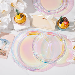 Supernal 120-piece set of dinner and dessert plates for celebrations.