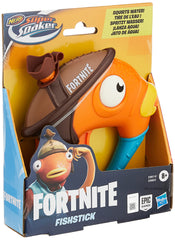 Super Soaker Fortnite Fishstick water blaster cap-fill action close-up