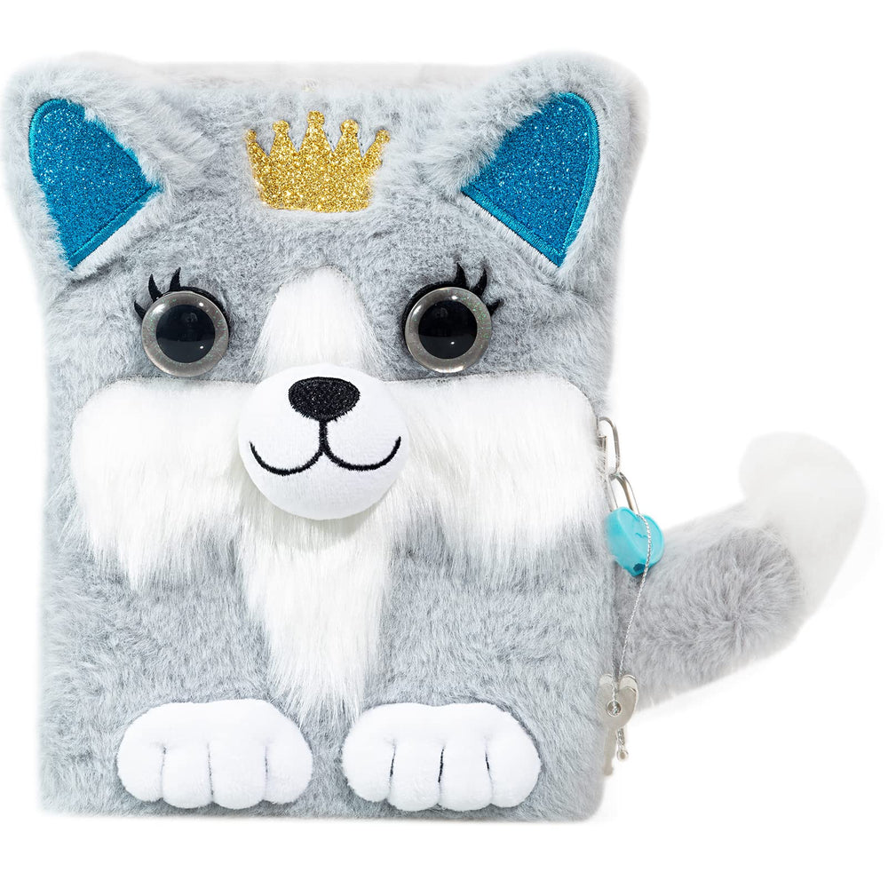 SuperStyle Journal with dog plush cover invites kids to write and draw daily.