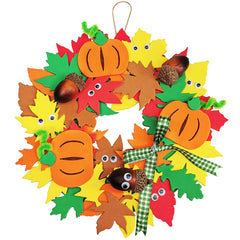 Supla foam pumpkins and leaves arranged for quick autumn craft ideas