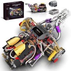 Suplanet V8 engine blocks showing piston assembly for hands-on STEM learning