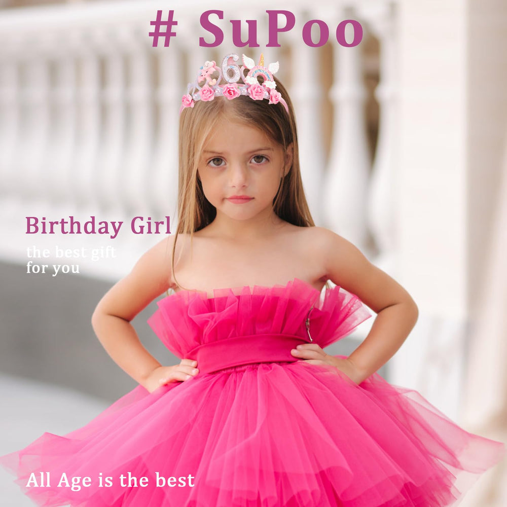 SuPoo handmade crown in foam and glitter felt with flower and pearl decor